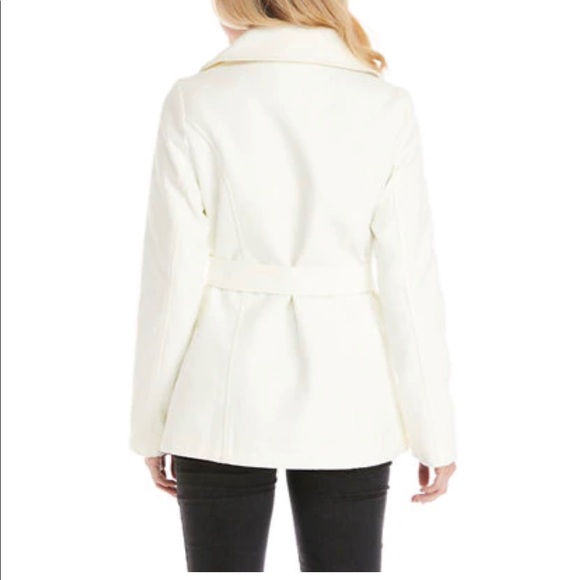 Cream Belted Peacoat - Picture 2 of 4
